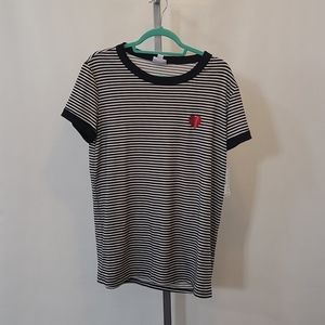 LuLaRoe Liv 33 Black and White Striped with Heart